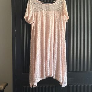 Lane Bryant Pink Lace Midi Dress
